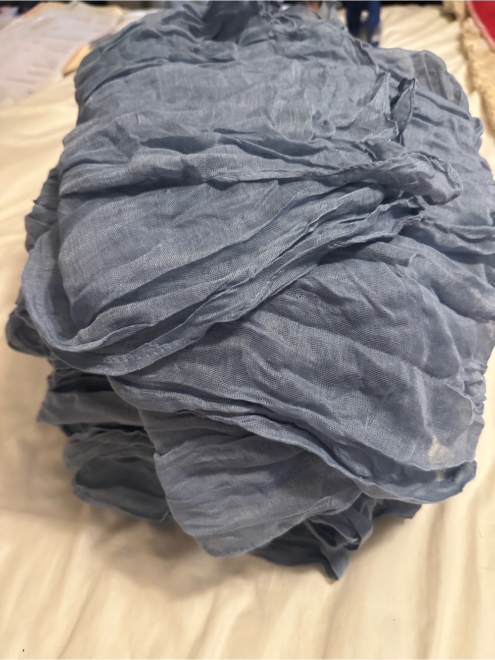 Dusty Blue Cheesecloth Table Runner - Set - Picture 3 of 4